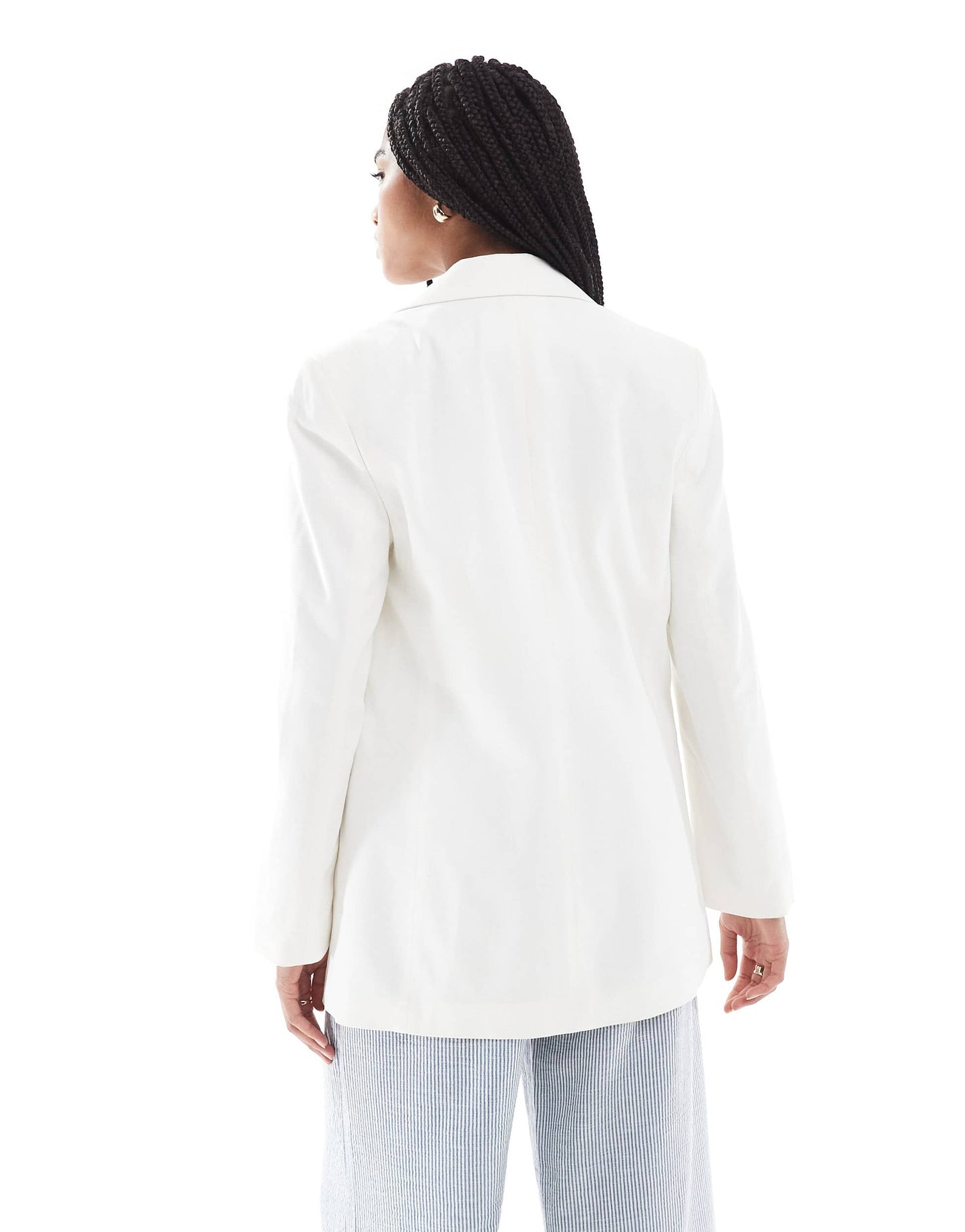 Stradivarius oversized tailored blazer in white