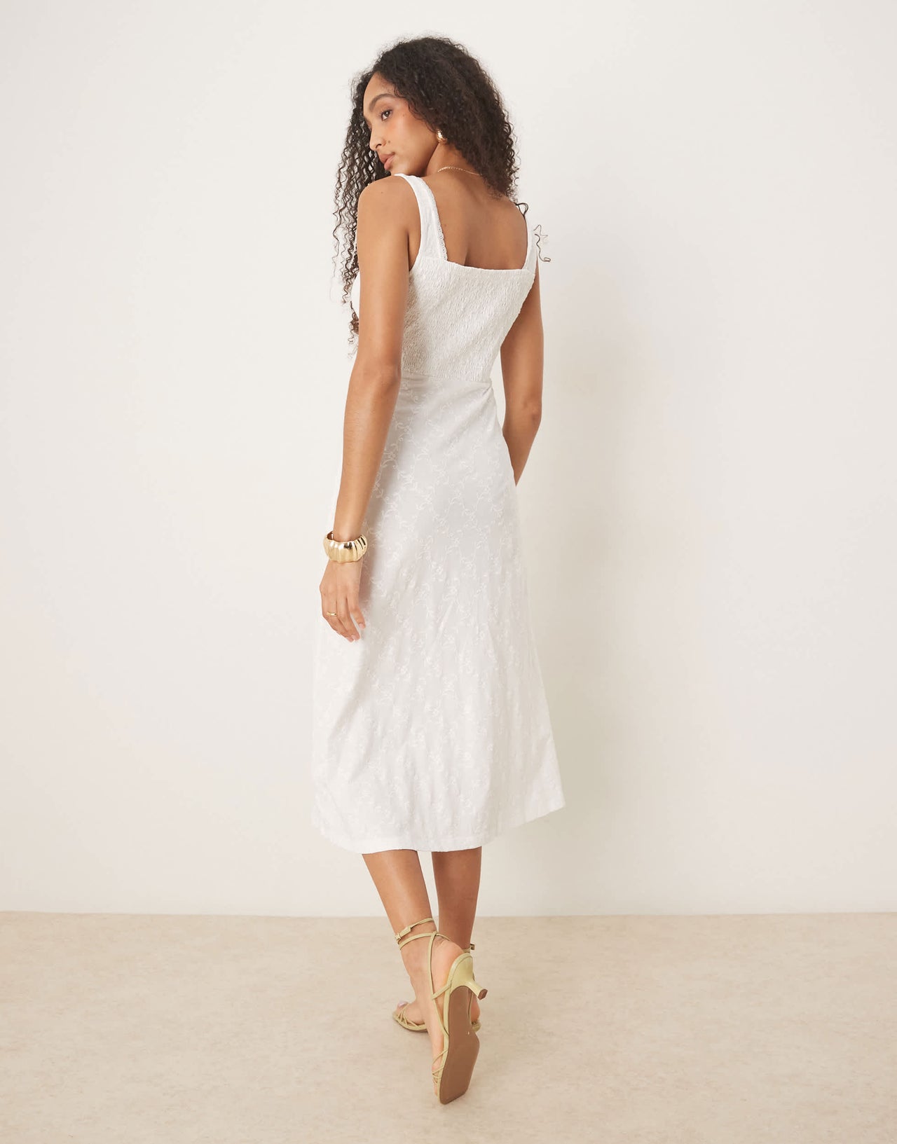 Nobody's Child Melissa milkmaid midi dress in white