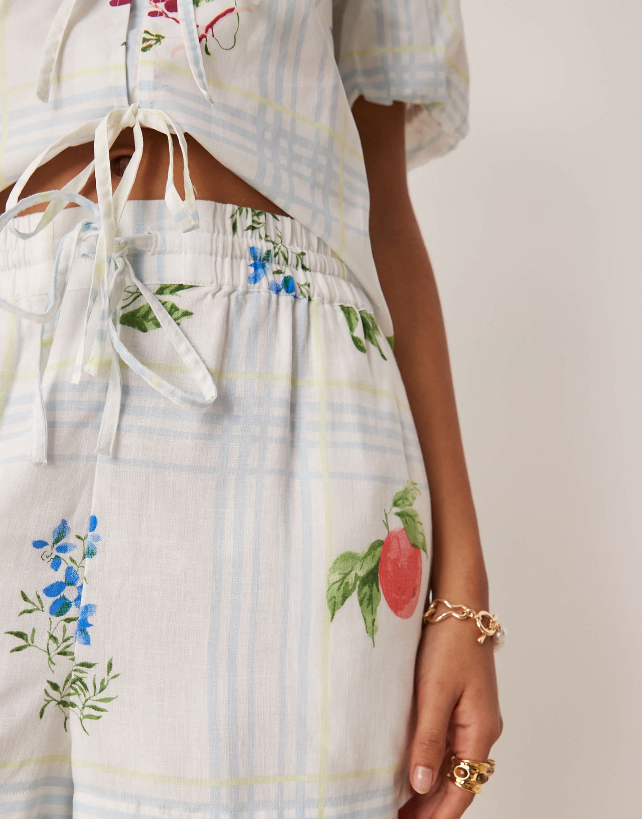 Nobody's Child Jen shorts co-ord in fruit check print