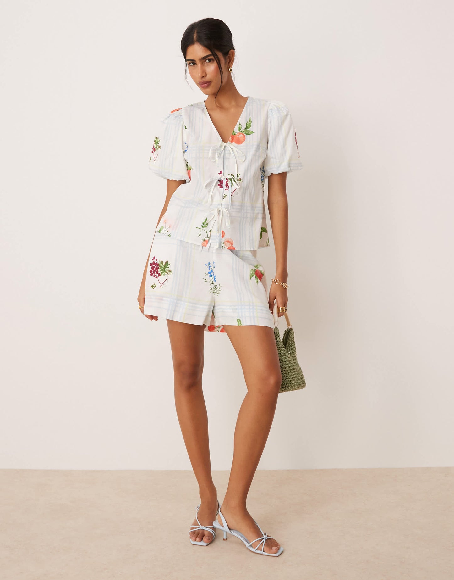 Nobody's Child Jen shorts co-ord in fruit check print