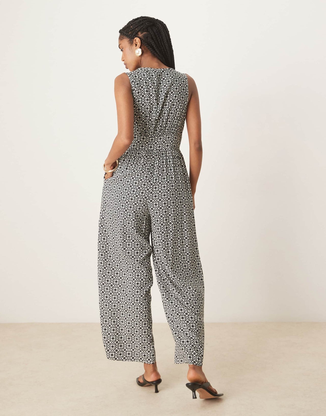 Nobody's Child Starlight sleeveless jumpsuit in mono geo print