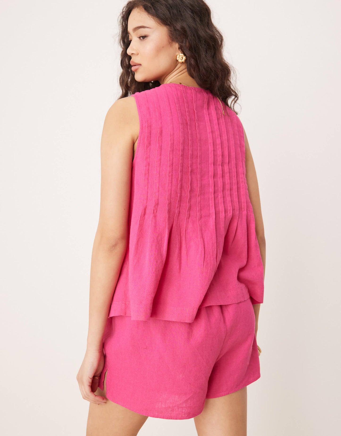 Nobody's Child Shannon tie waist linen shorts co-ord in pink