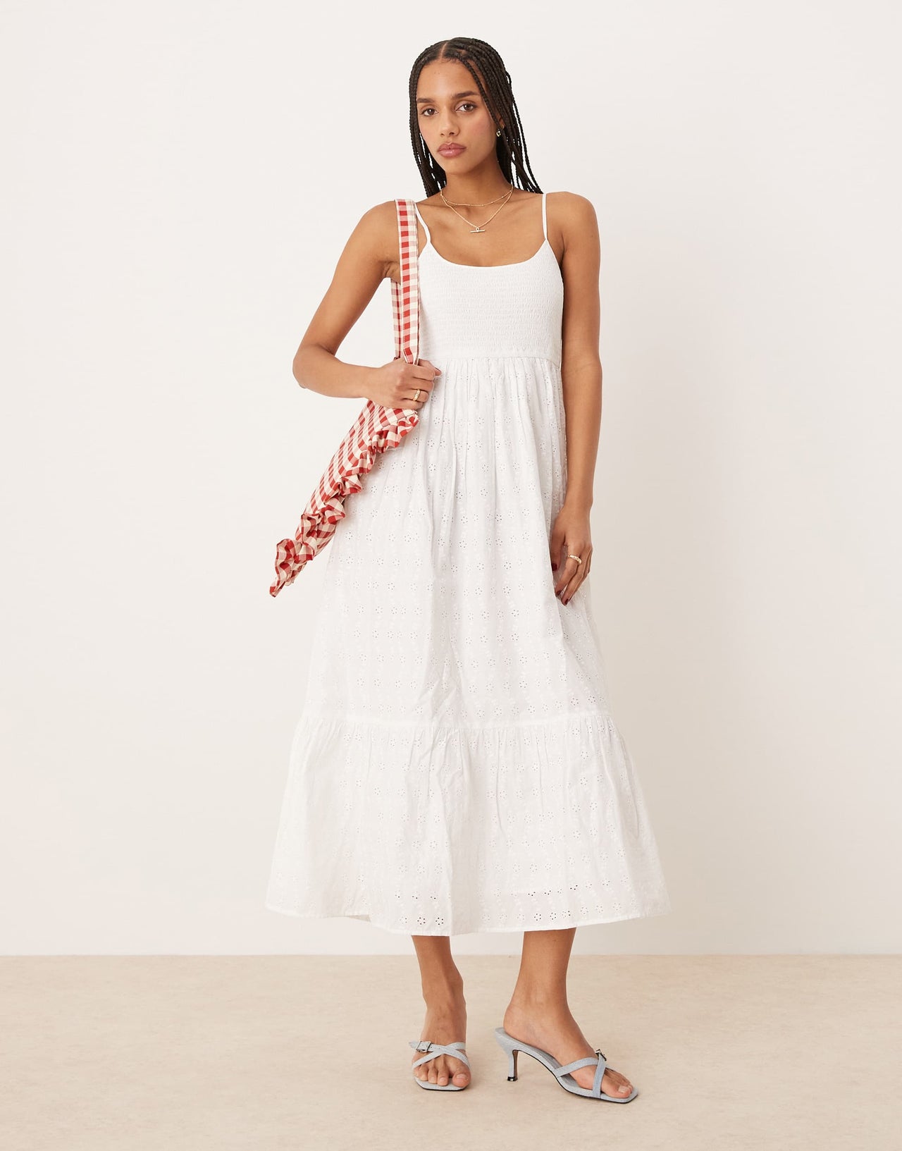 Nobody's Child Briar strappy broderie midi dress in white