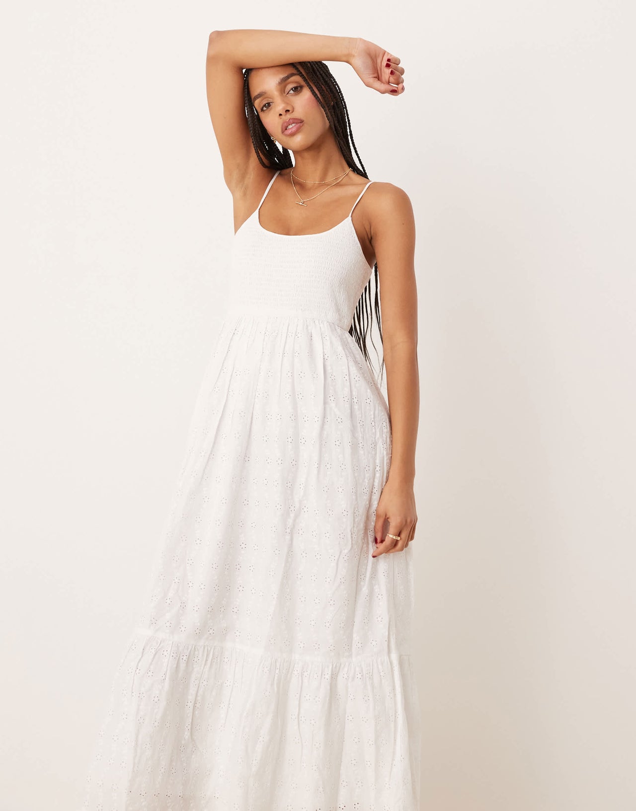 Nobody's Child Briar strappy broderie midi dress in white
