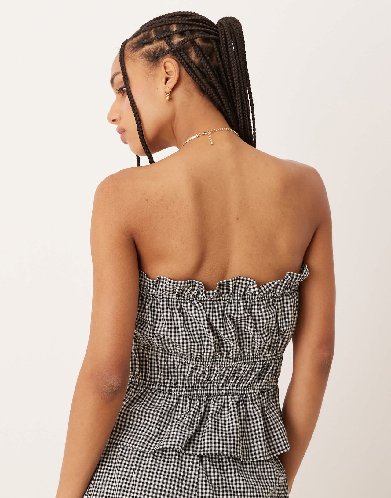 Nobody's Child Rach bandeau crop top co-ord in mono gingham