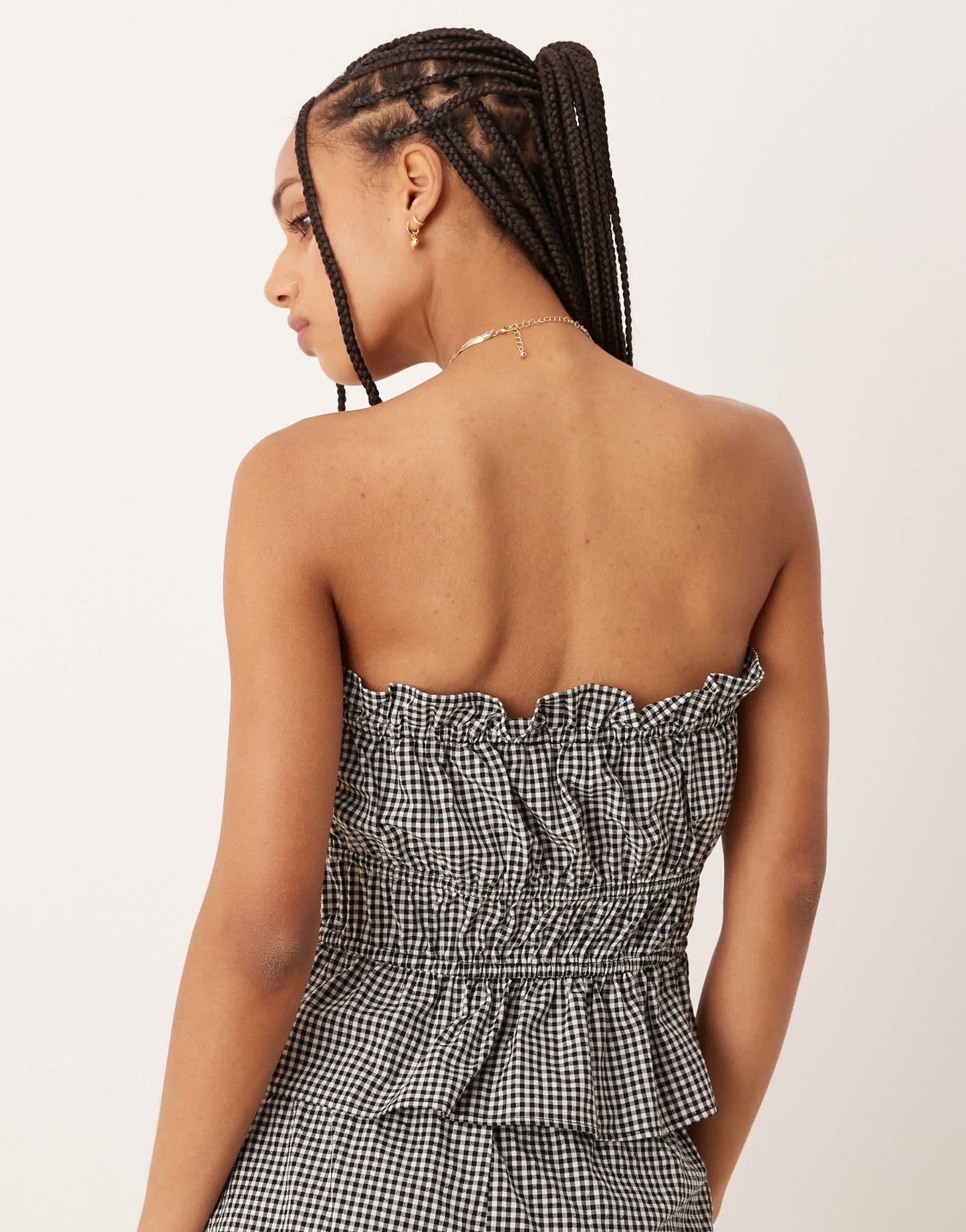 Nobody's Child Rach bandeau crop top co-ord in mono gingham