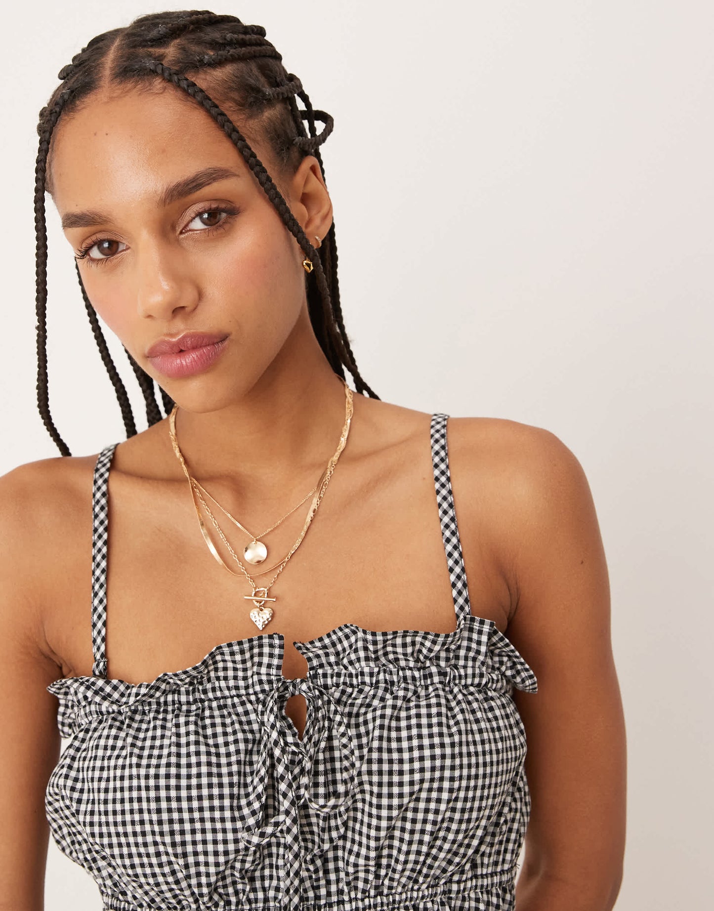 Nobody's Child Rach bandeau crop top co-ord in mono gingham