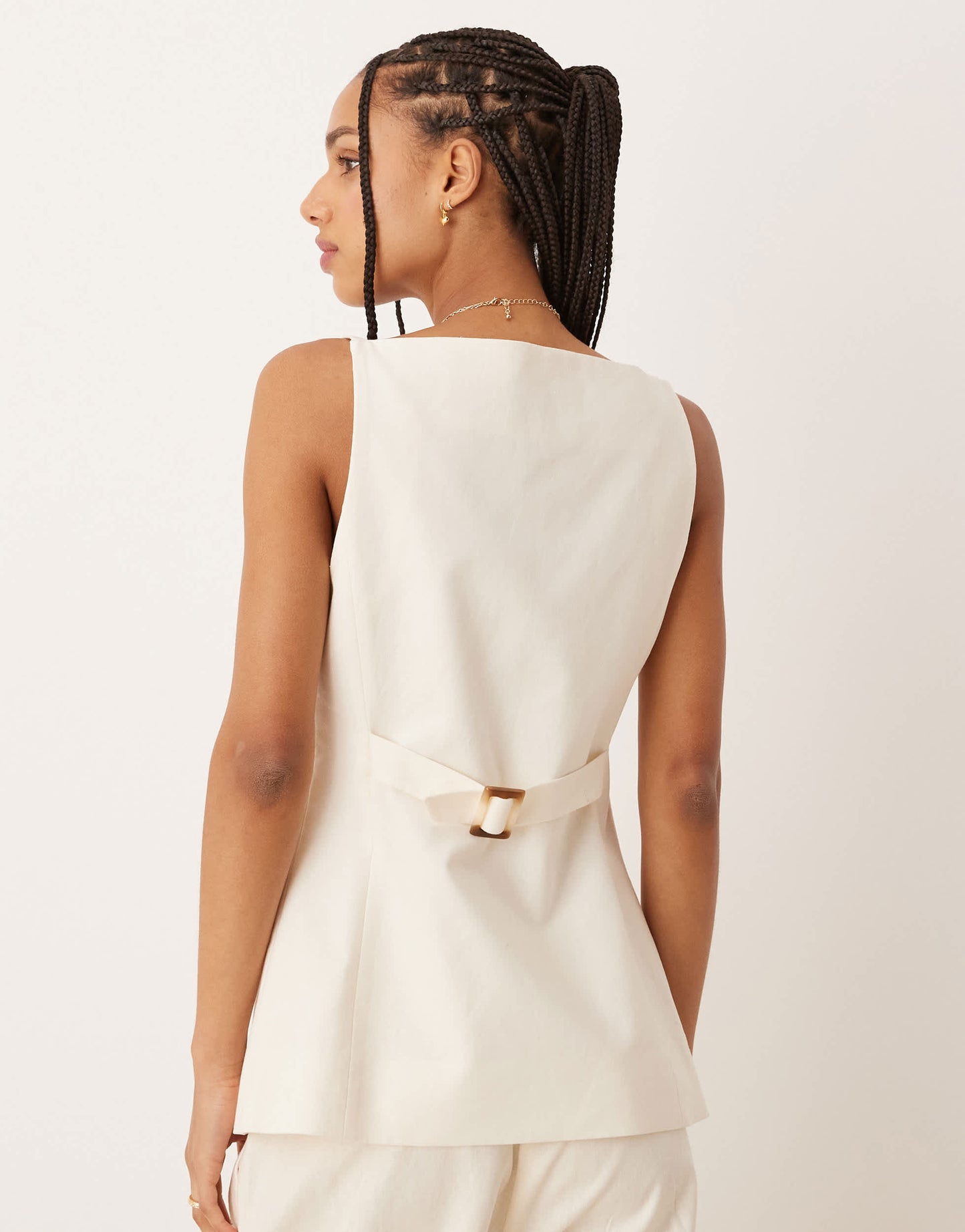 Nobody's Child longline tailored waistcoat co-ord in cream
