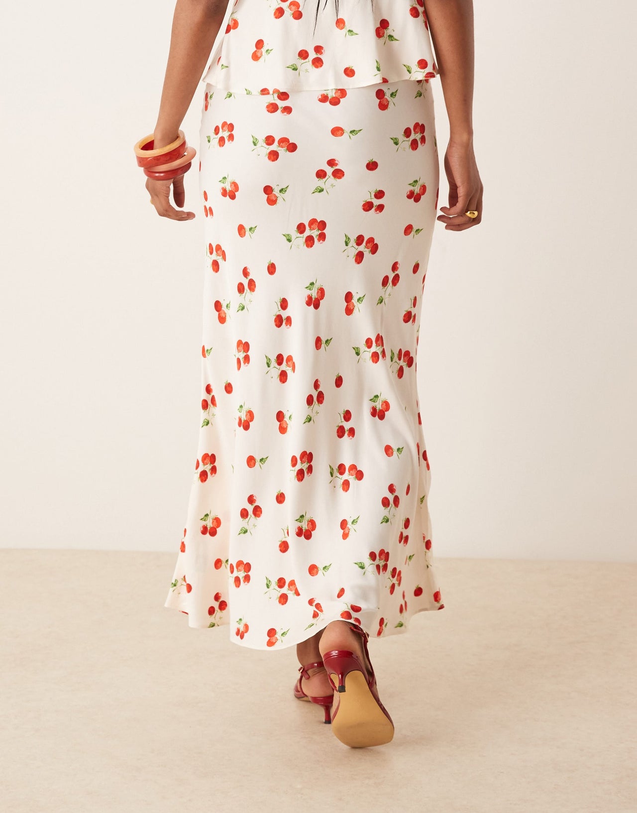 Nobody's Child Milo midaxi skirt co-ord in white tomato print