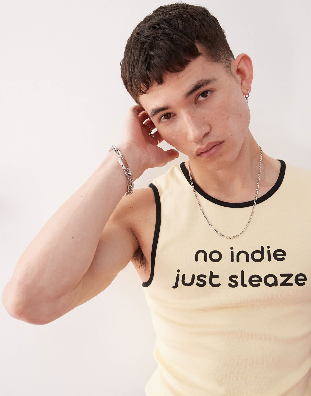 COLLUSION Festival muscle vest in yellow with indie sleaze slogan
