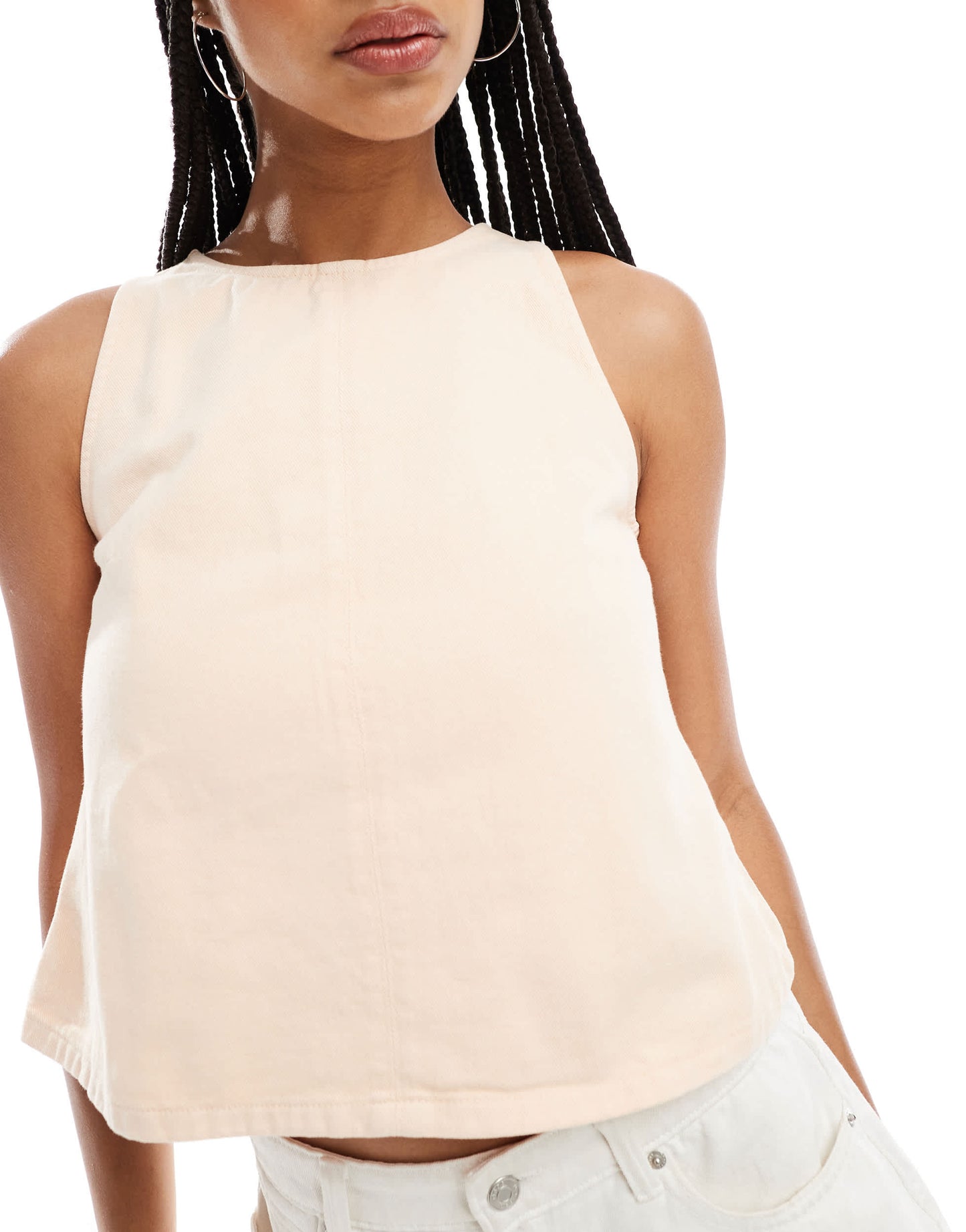 ASOS DESIGN racer style denim top in peach