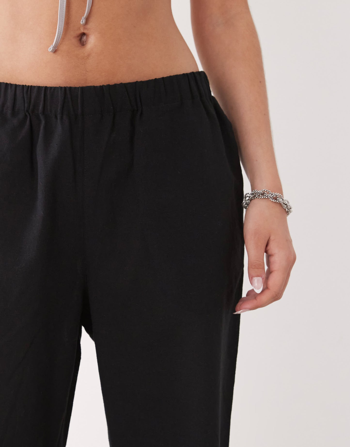 Monki linen trousers in black exclusive to ASOS