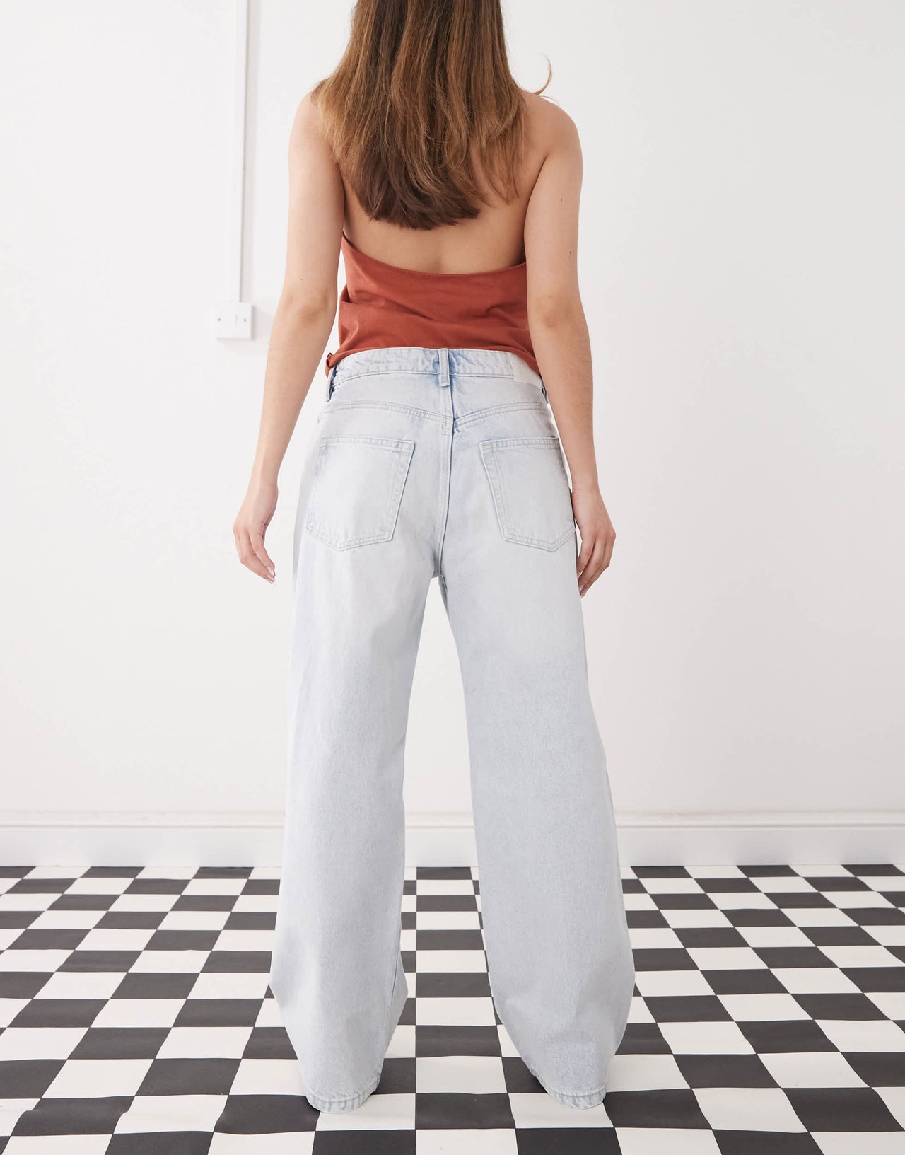Monki Missy low rise loose fit jeans in light blue wash
