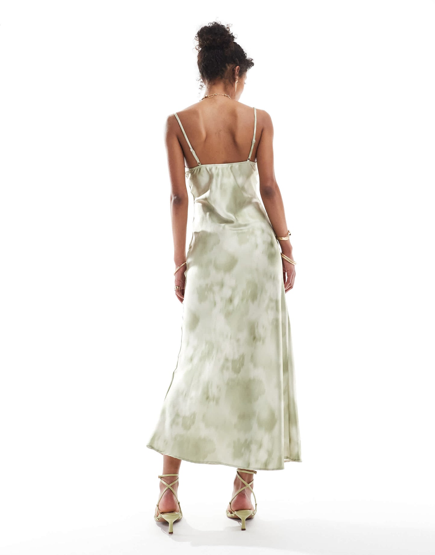 Bershka satin maxi dress in grey print