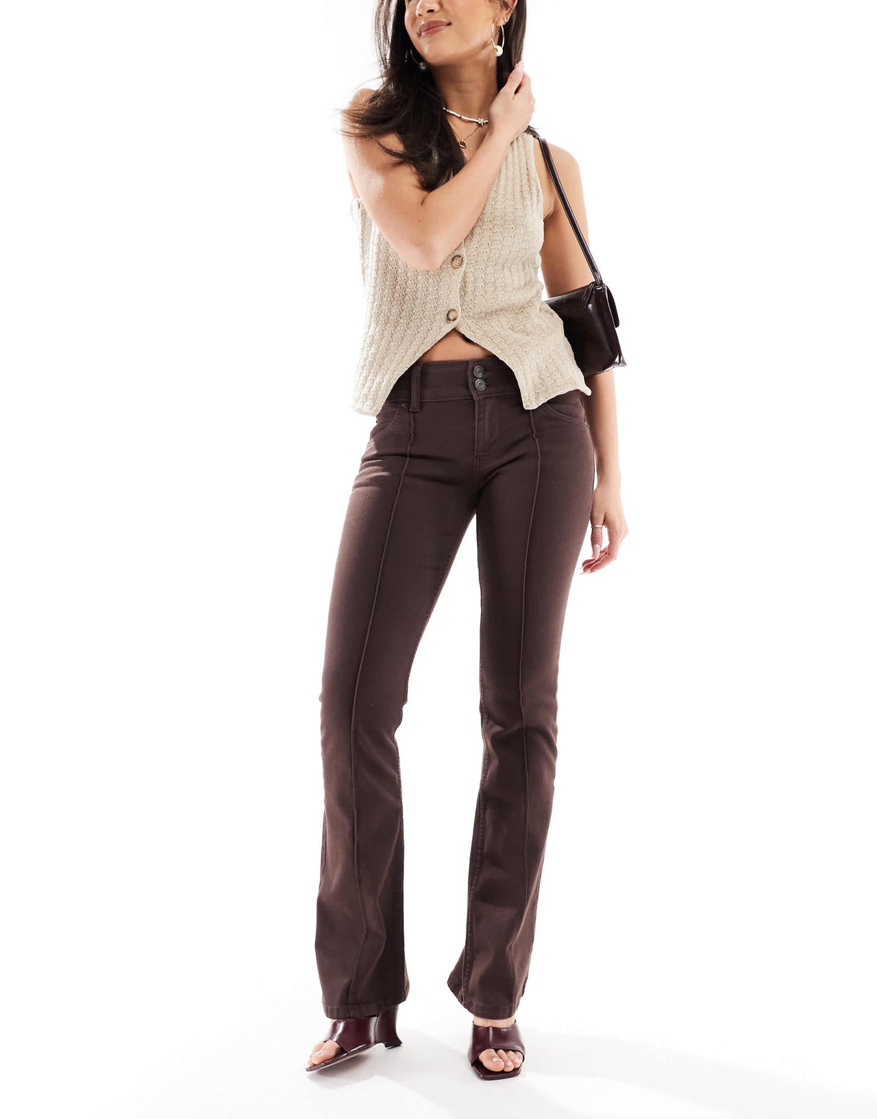 Bershka low rise straight leg jeans in brown