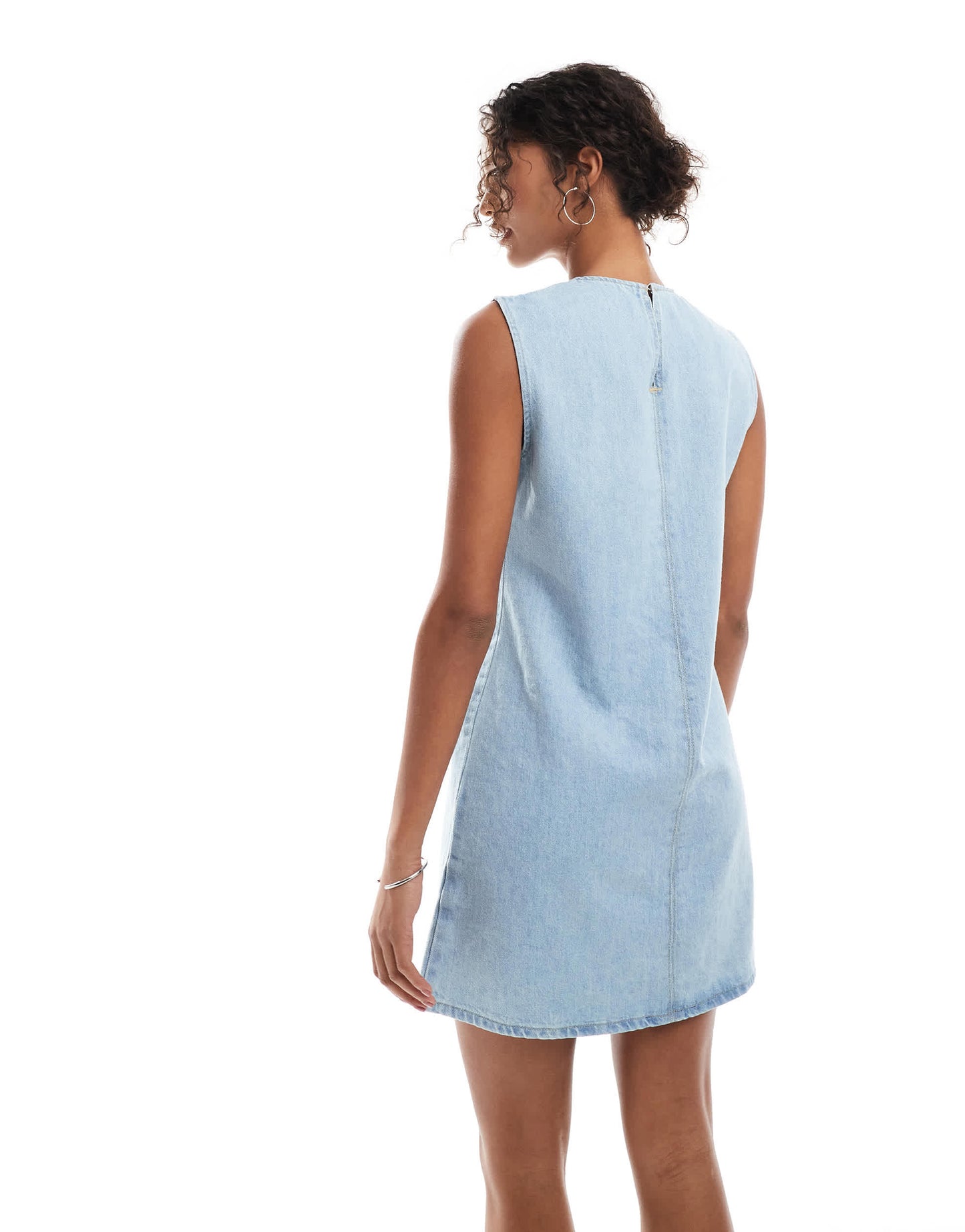 ASOS DESIGN denim seamed shift dress in bleach