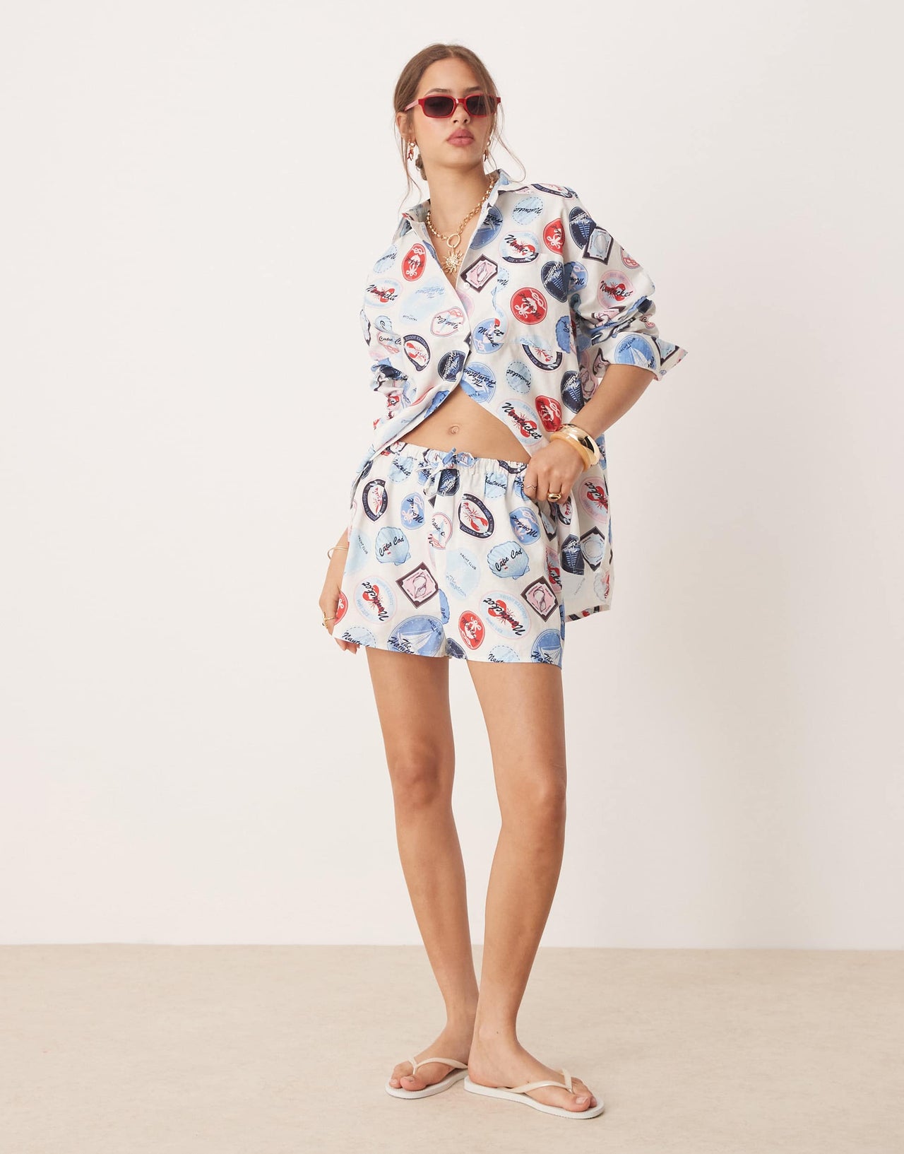 Miss Selfridge shorts co-ord in holiday print