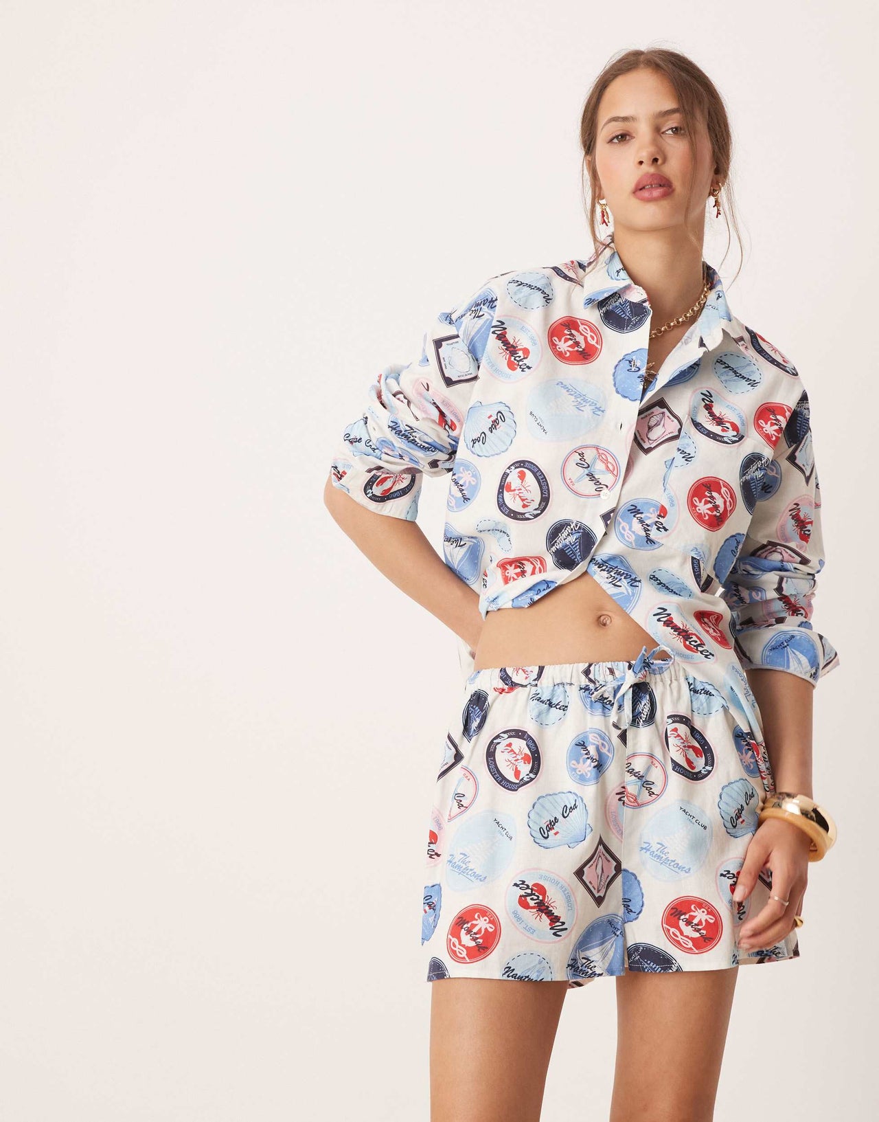 Miss Selfridge shorts co-ord in holiday print