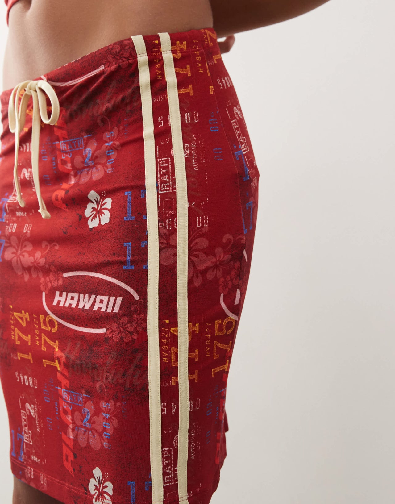 COLLUSION knee length printed drawstring skirt co-ord
