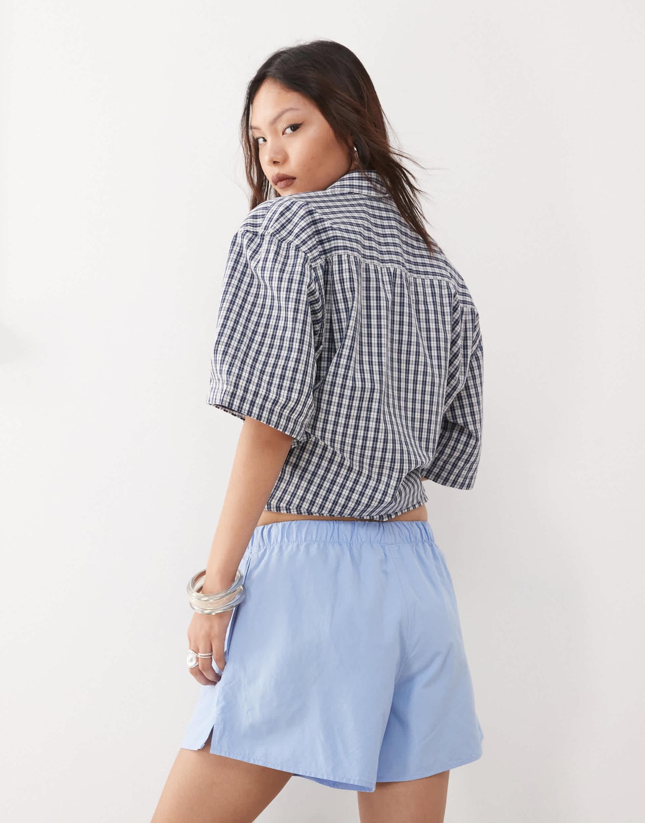 Weekday elasticated waist shorts in blue