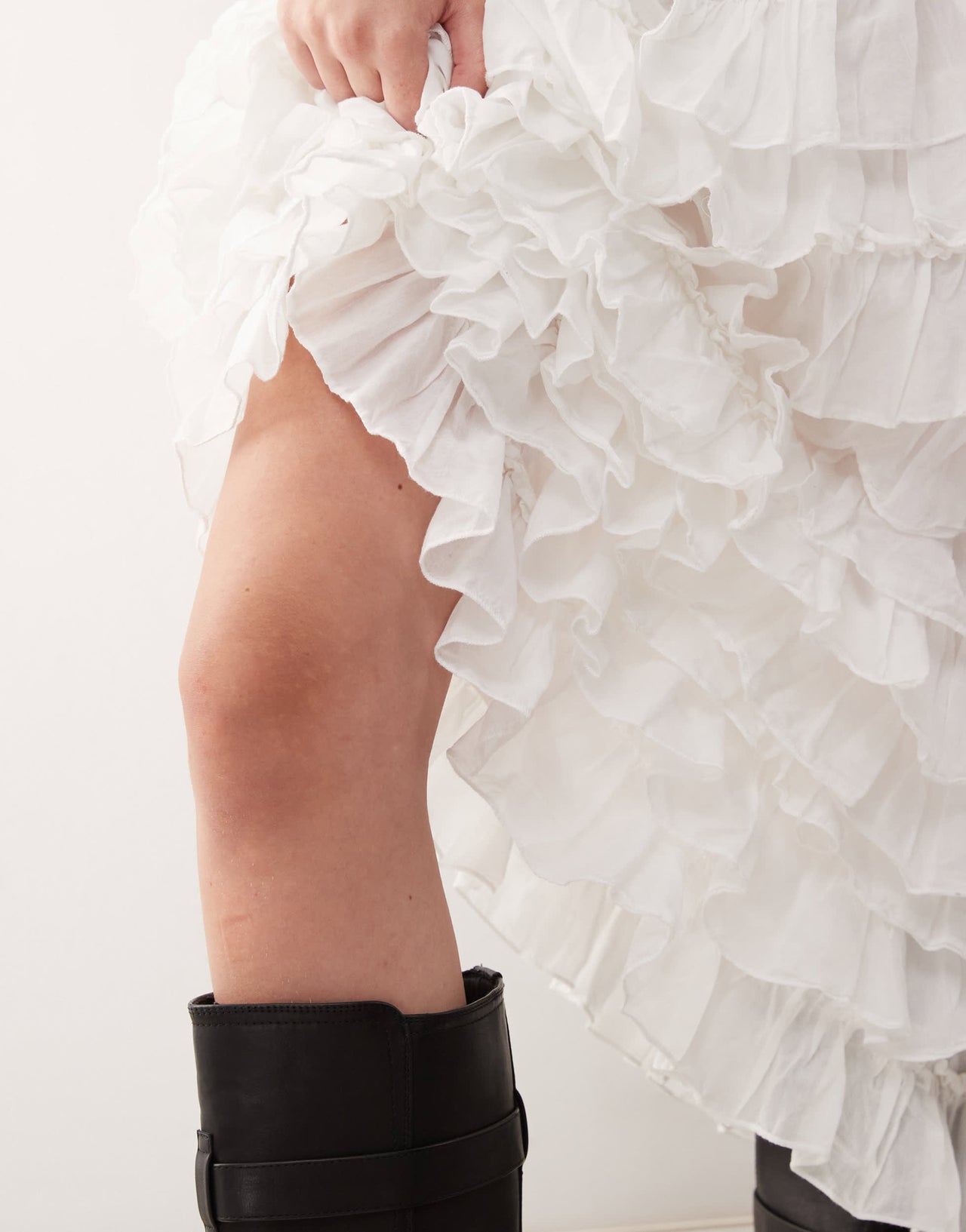 Weekday frill hem maxi skirt in white