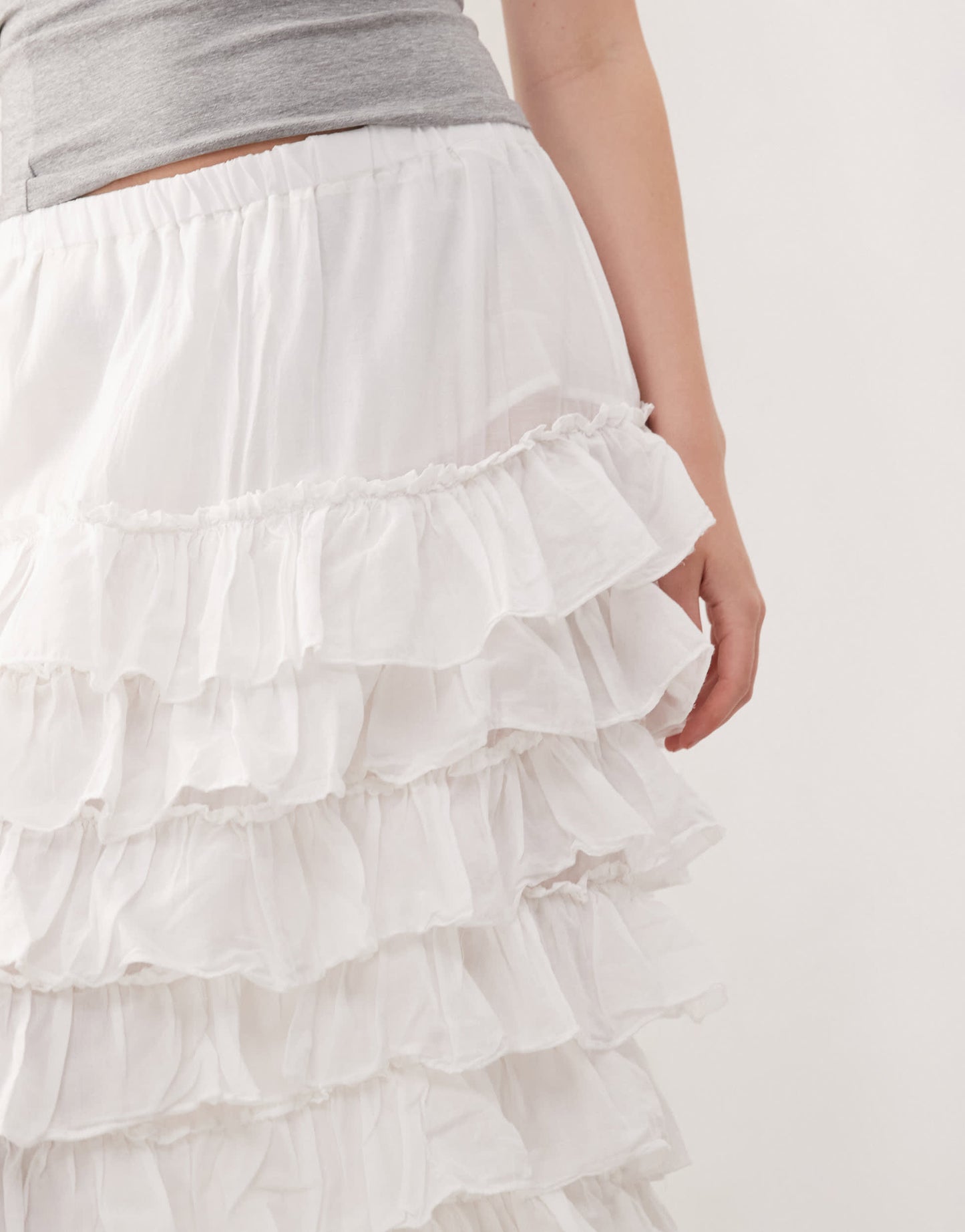 Weekday frill hem maxi skirt in white