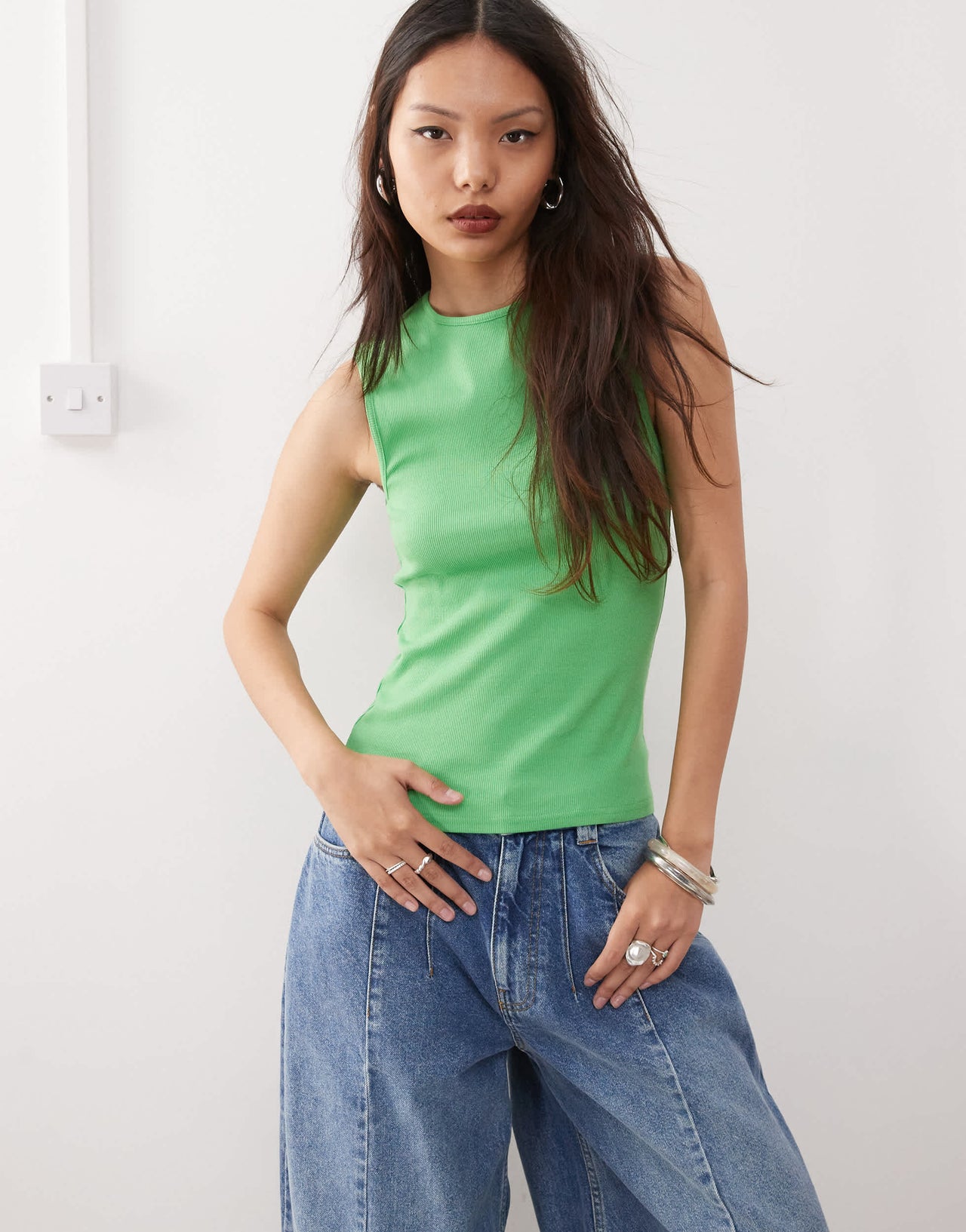 Weekday ribbed tank top in green