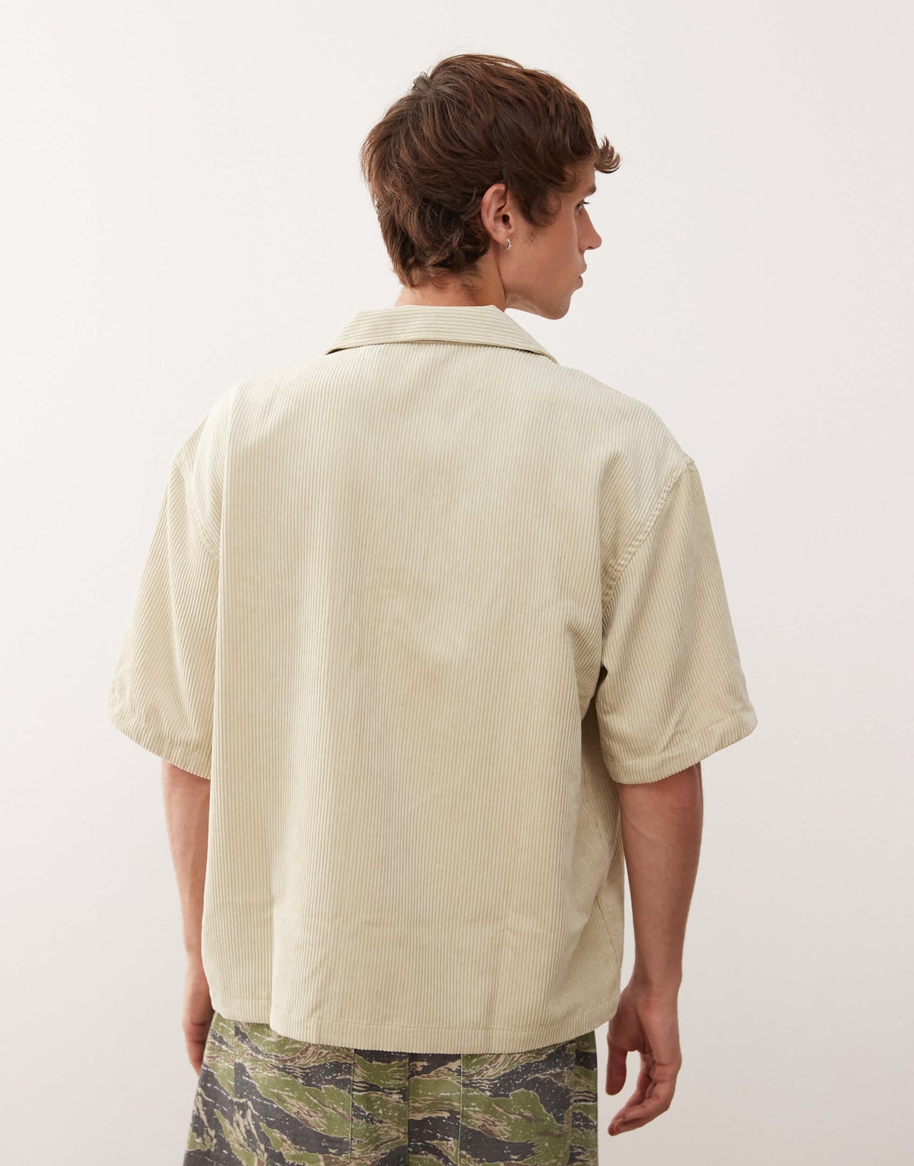 Weekday oversized cord revere shirt in beige
