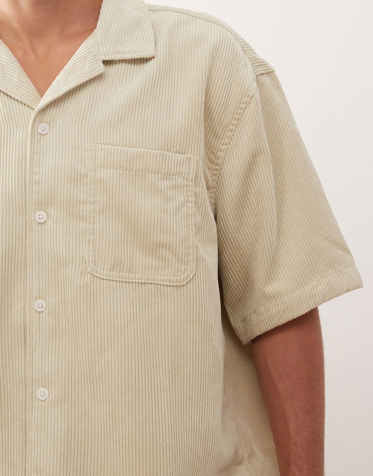 Weekday oversized cord revere shirt in beige