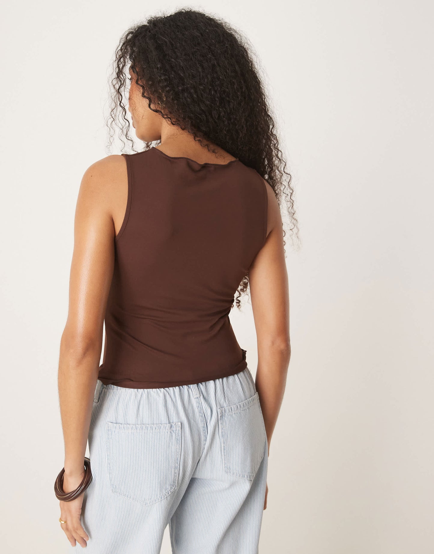ASOS DESIGN soft cotton touch sleeveless cardigan in chocolate
