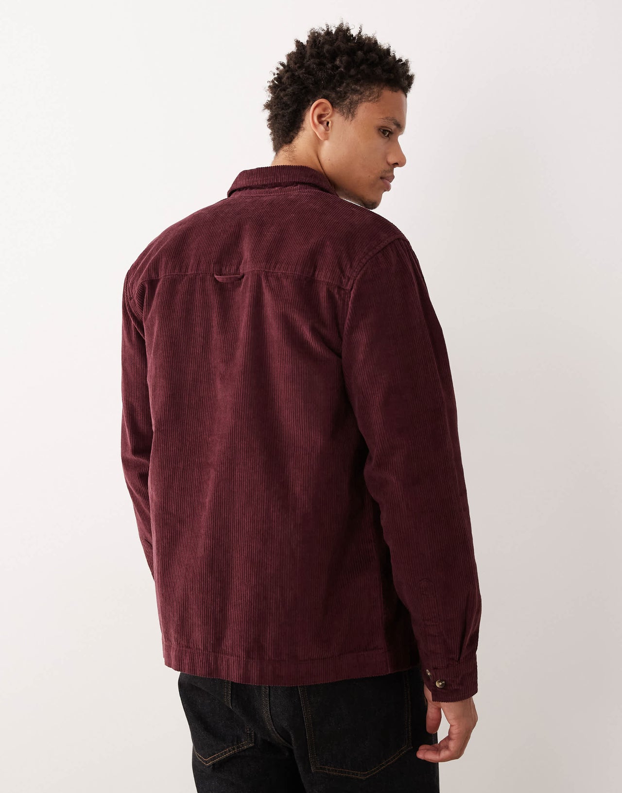 ASOS DESIGN cord overshirt in burgundy