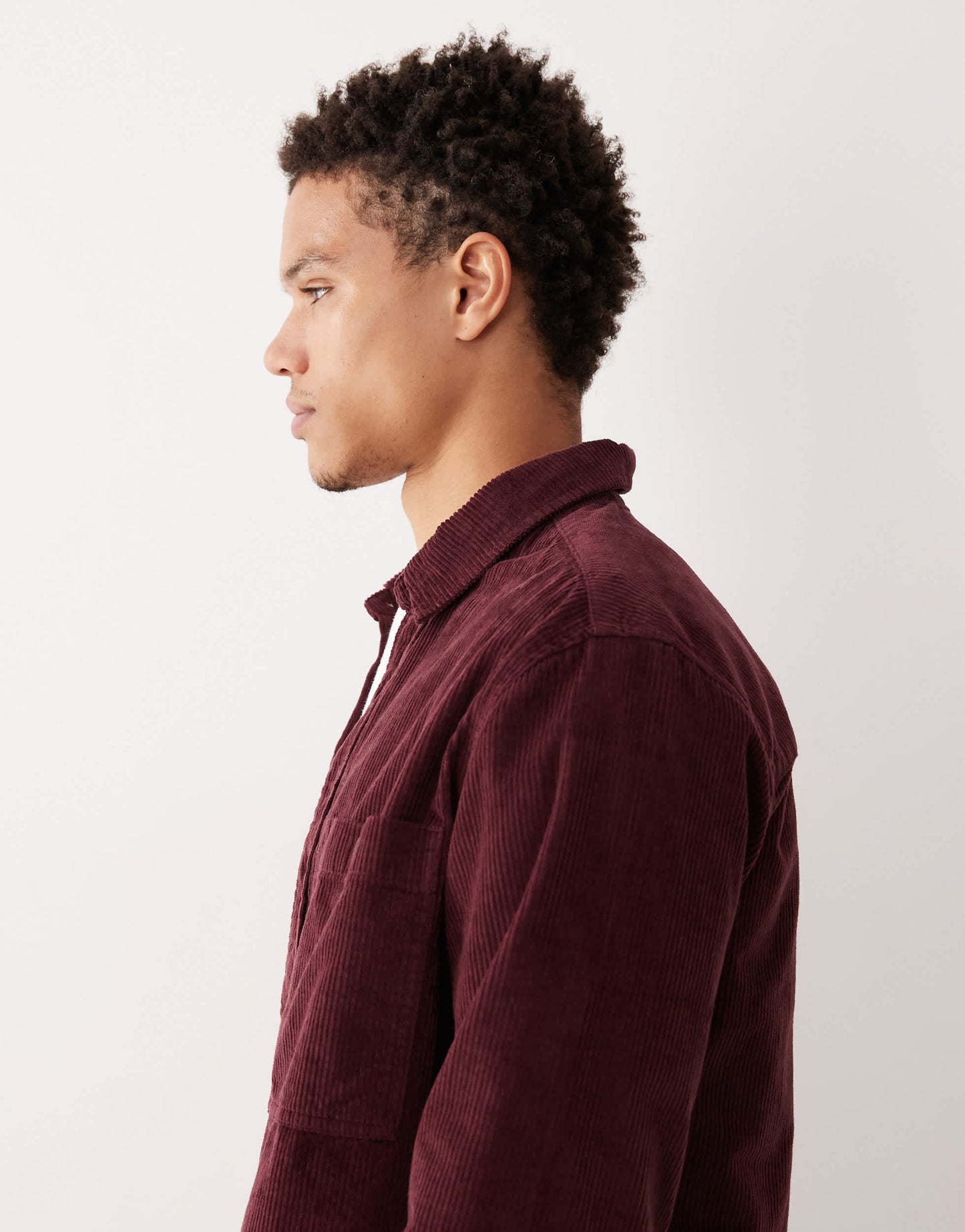 ASOS DESIGN cord overshirt in burgundy