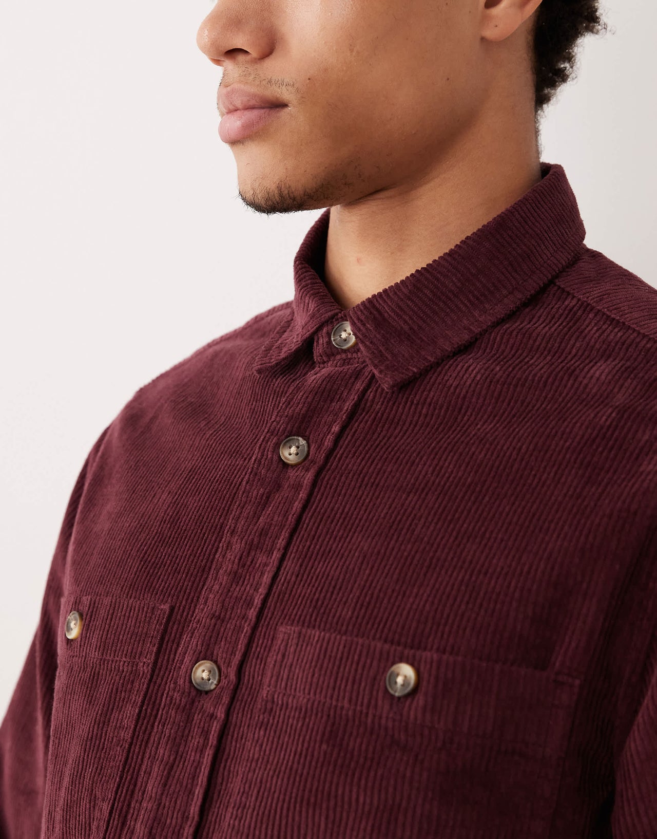 ASOS DESIGN cord overshirt in burgundy