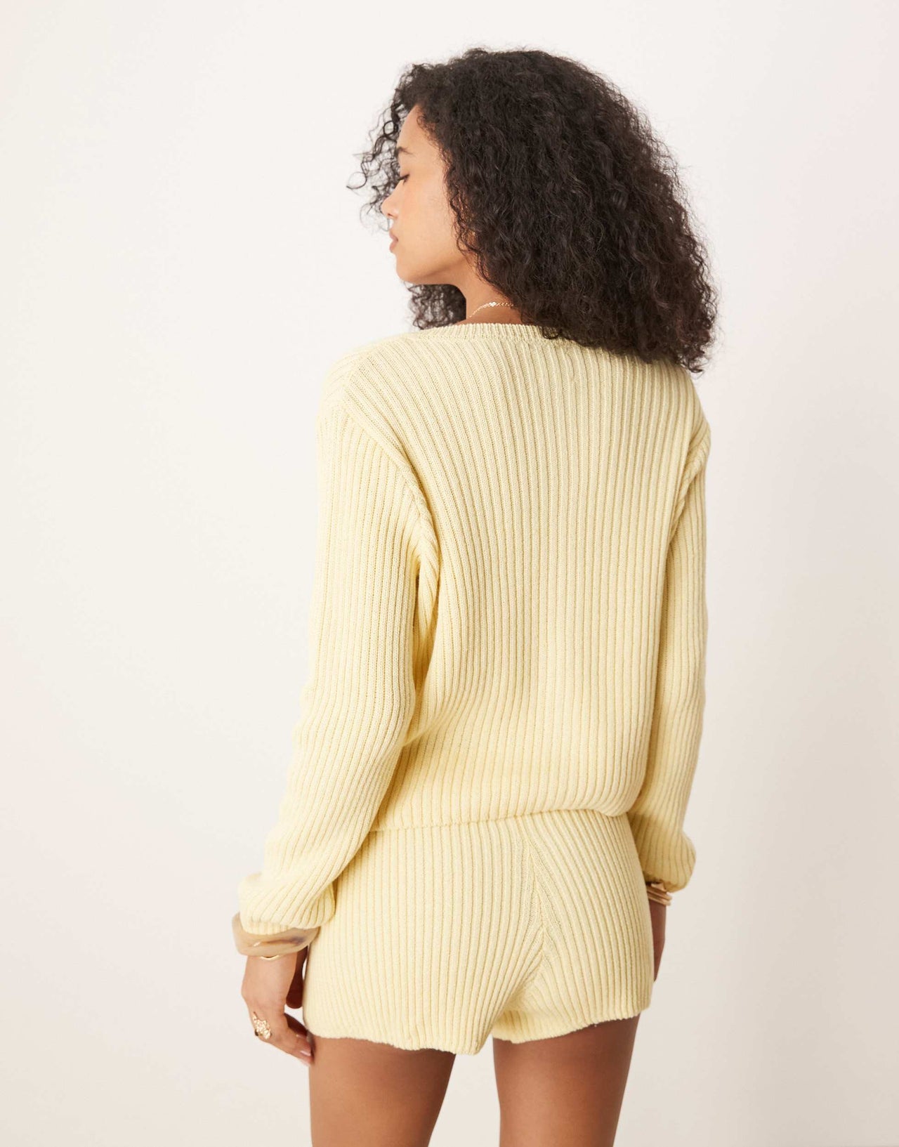 ASOS DESIGN neat fit knitted cardigan in yellow
