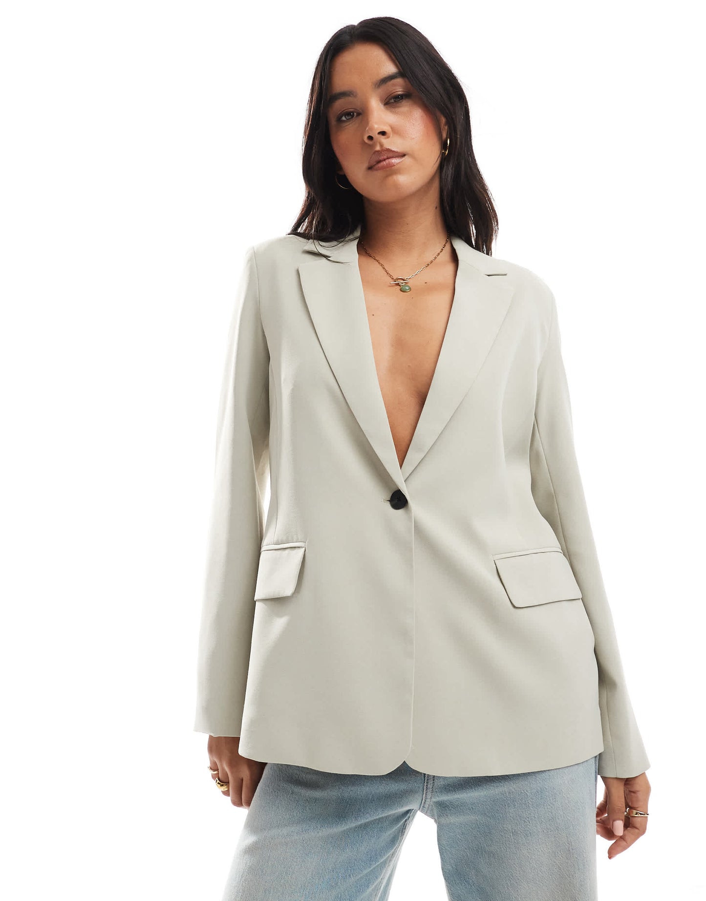 Pull&Bear tailored blazer in ecru
