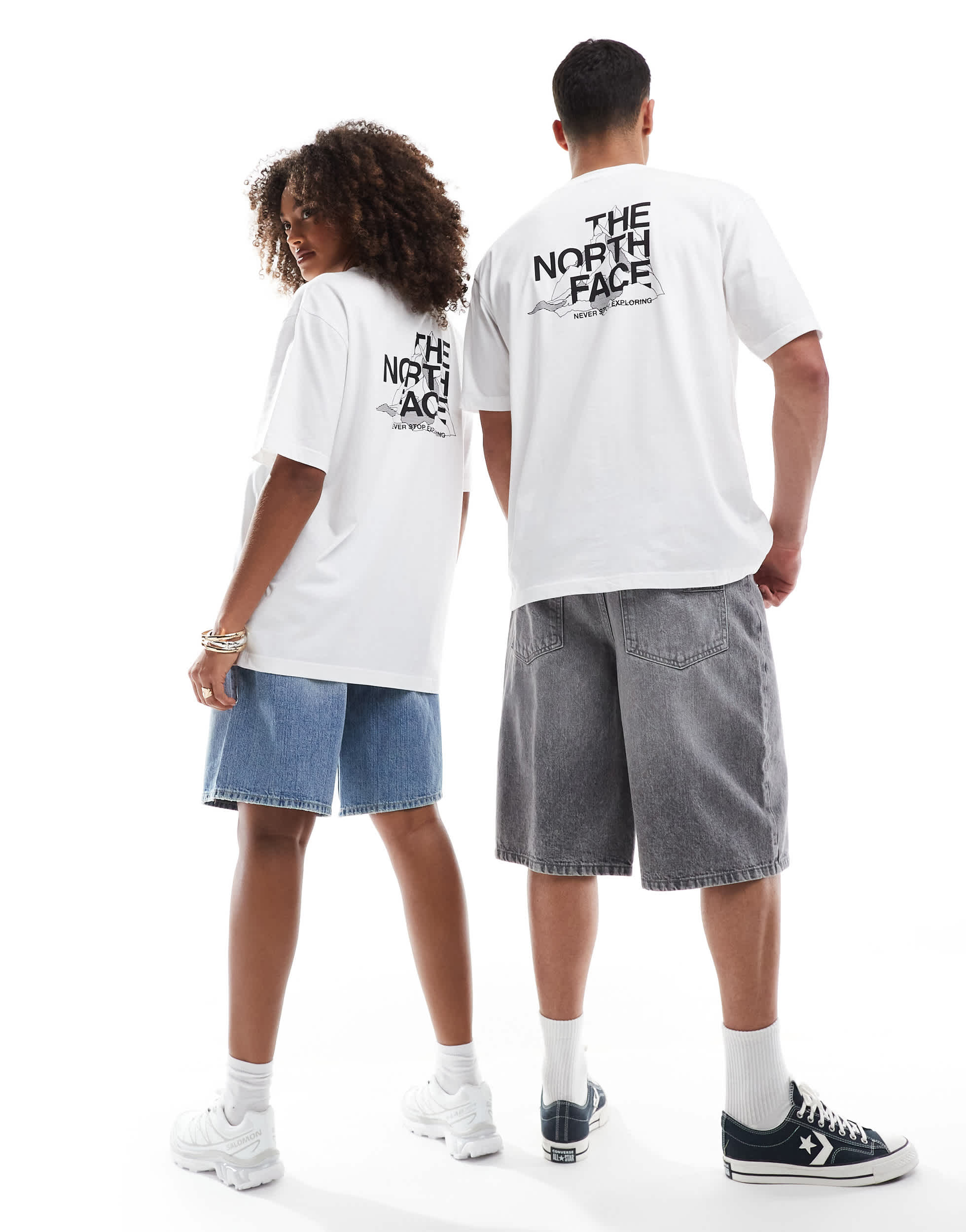 The North Face Mountain Sketch backprint oversized t-shirt in white