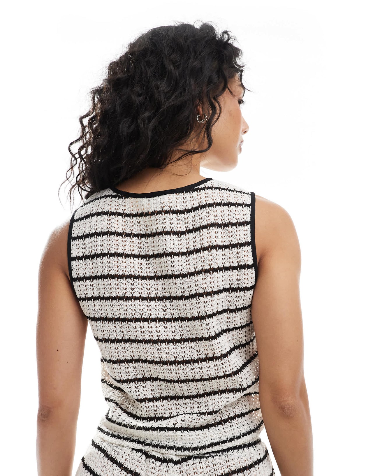 Esmee Exclusive tie front knit waistcoat in black and white stripe