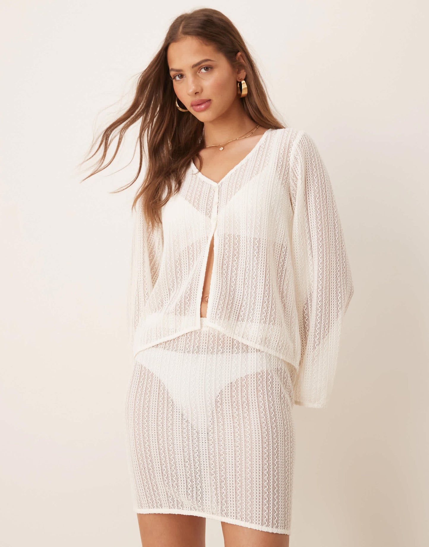 Esmee Exclusive crochet mini beach skirt in cream