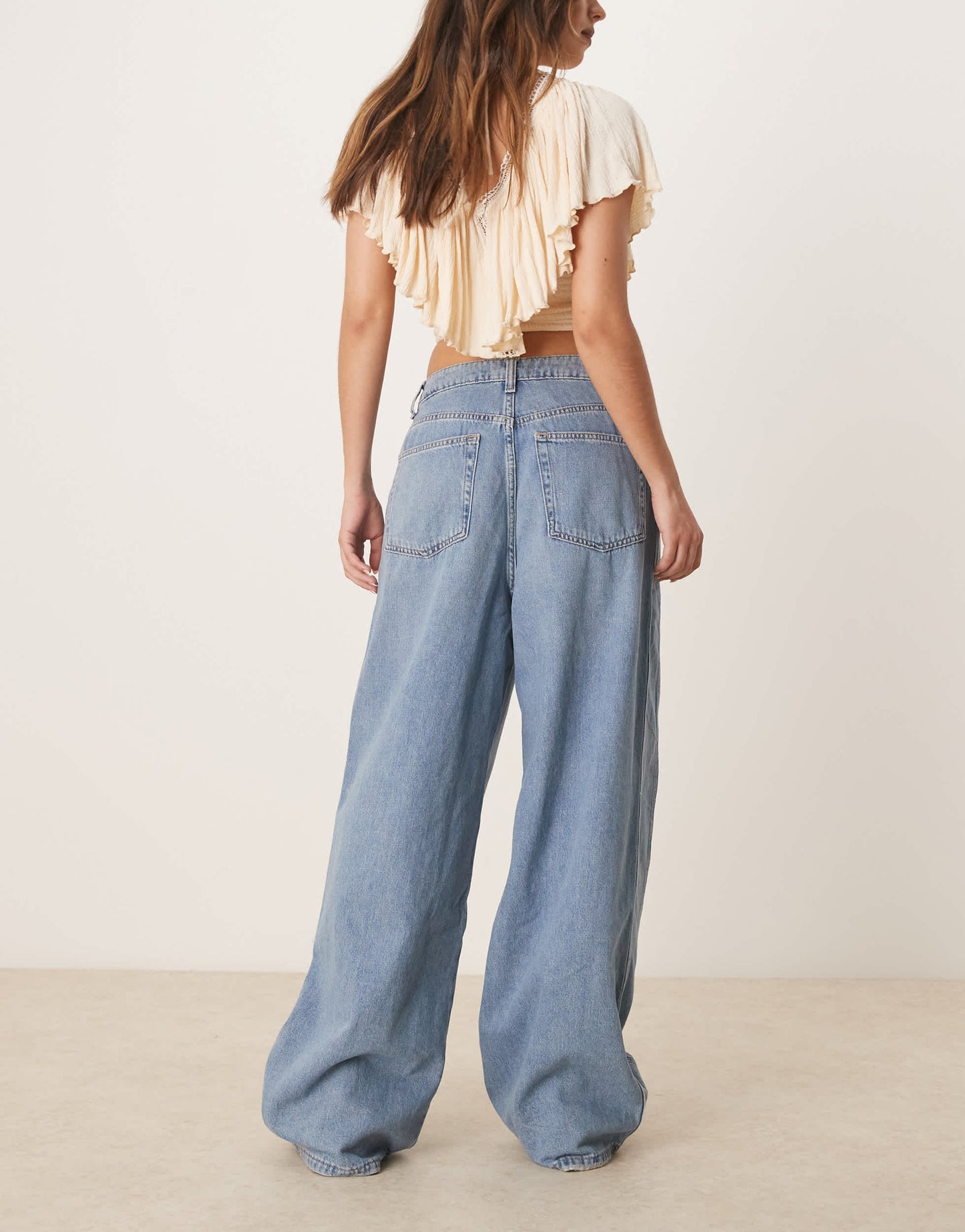Mango Mila relaxed straight leg jean with bleach front in light blue