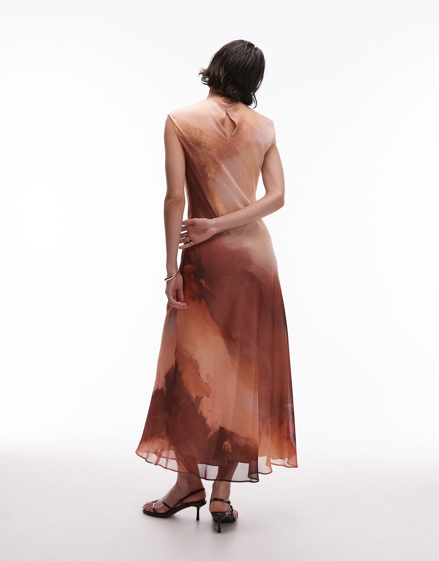 Mango chiffon midi dress in pink ombre print