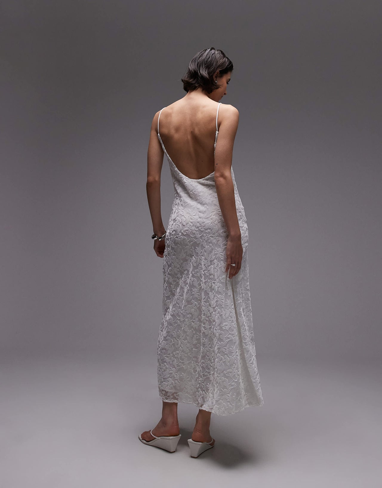Mango devore slip maxi dress in ivory