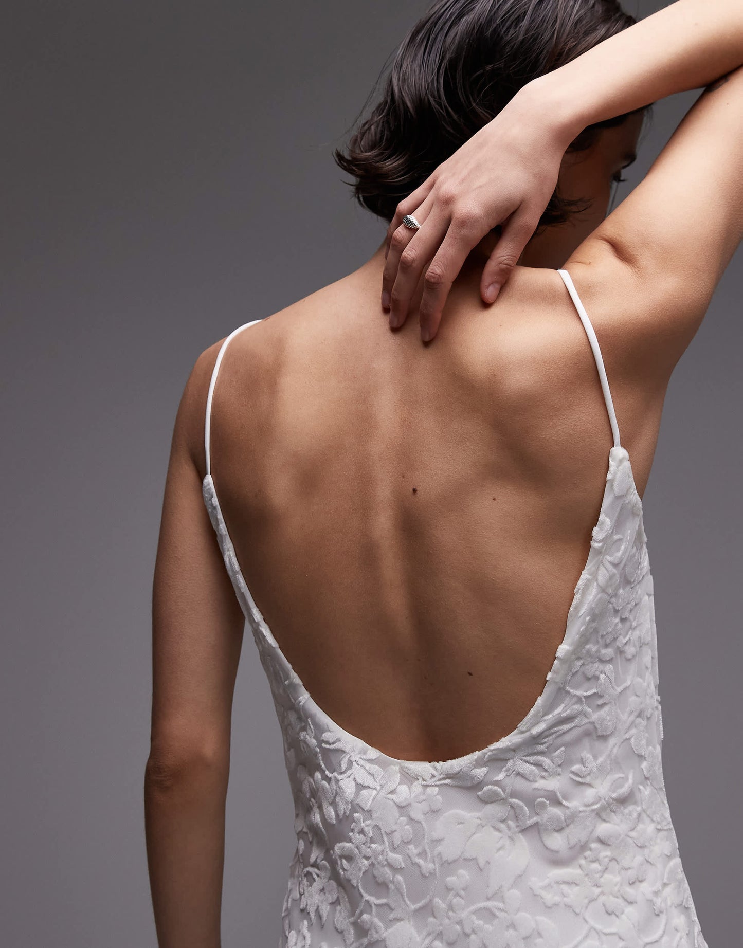 Mango devore slip maxi dress in ivory