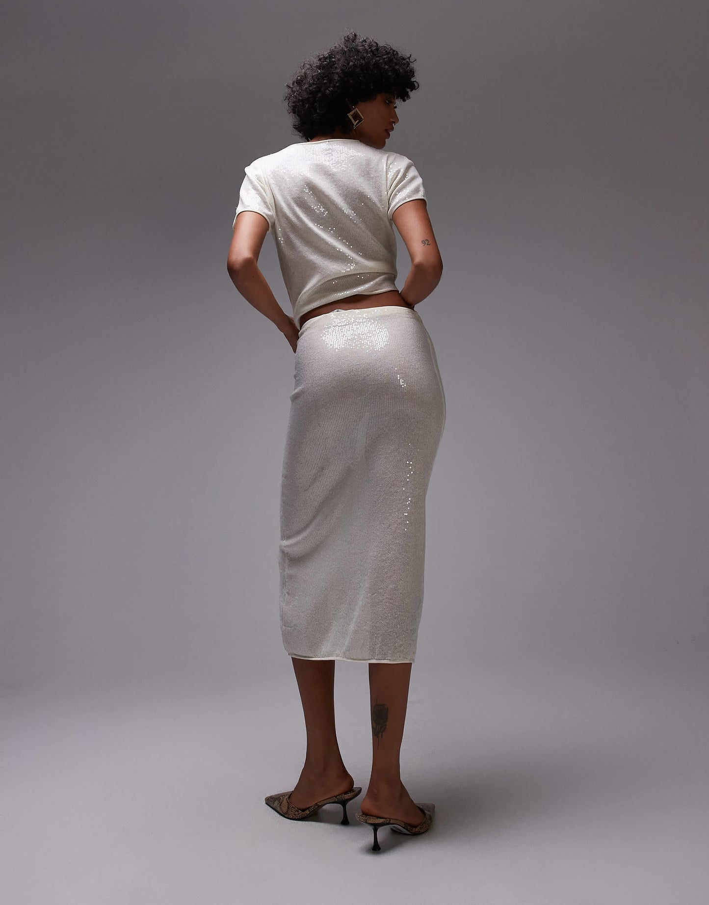 Mango capsule embellished midi skirt co-ord in oyster