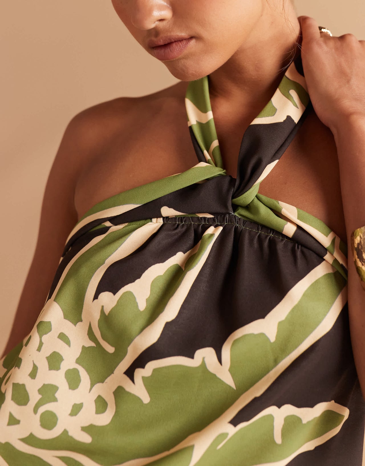 ASOS DESIGN halterneck co-ord top in palm print