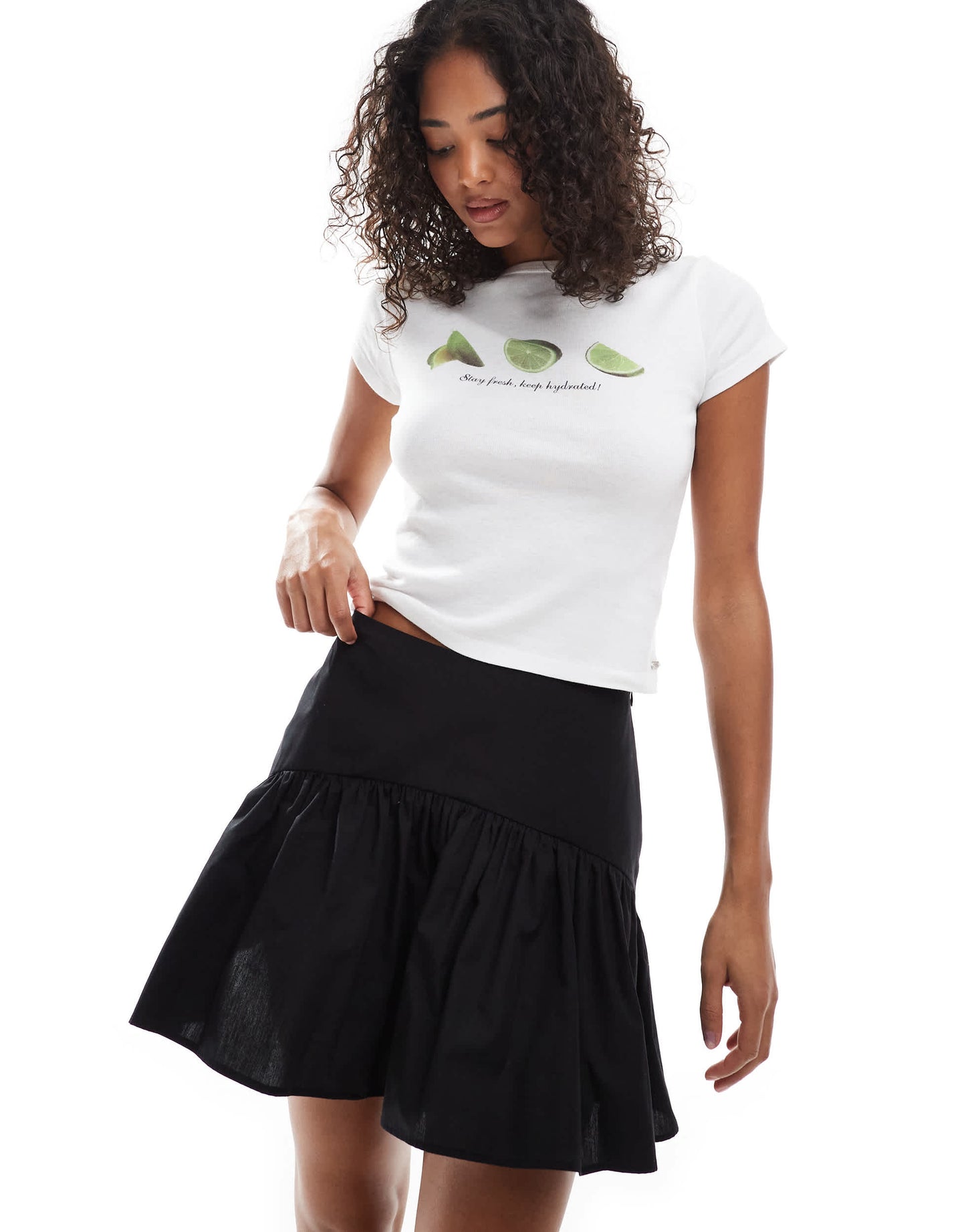 ASOS DESIGN dropped waist mini skirt in black