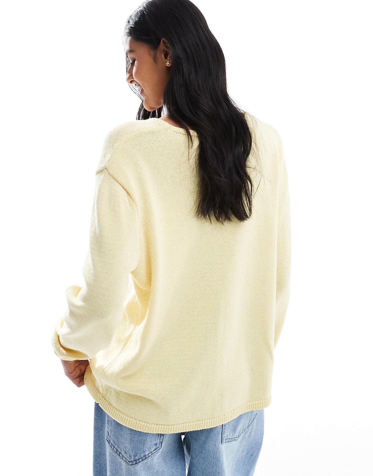 ASOS DESIGN v neck knitted oversized tie front cardigan in buttermilk yellow