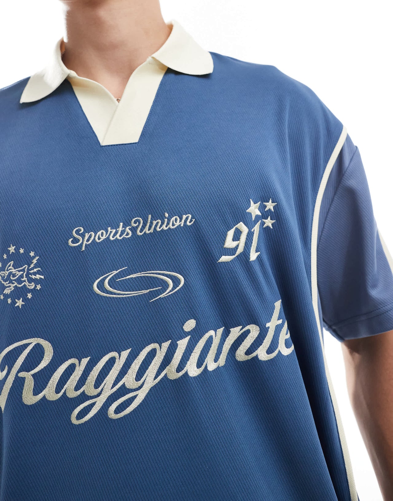 Pull&Bear retro regatta sport polo in blue