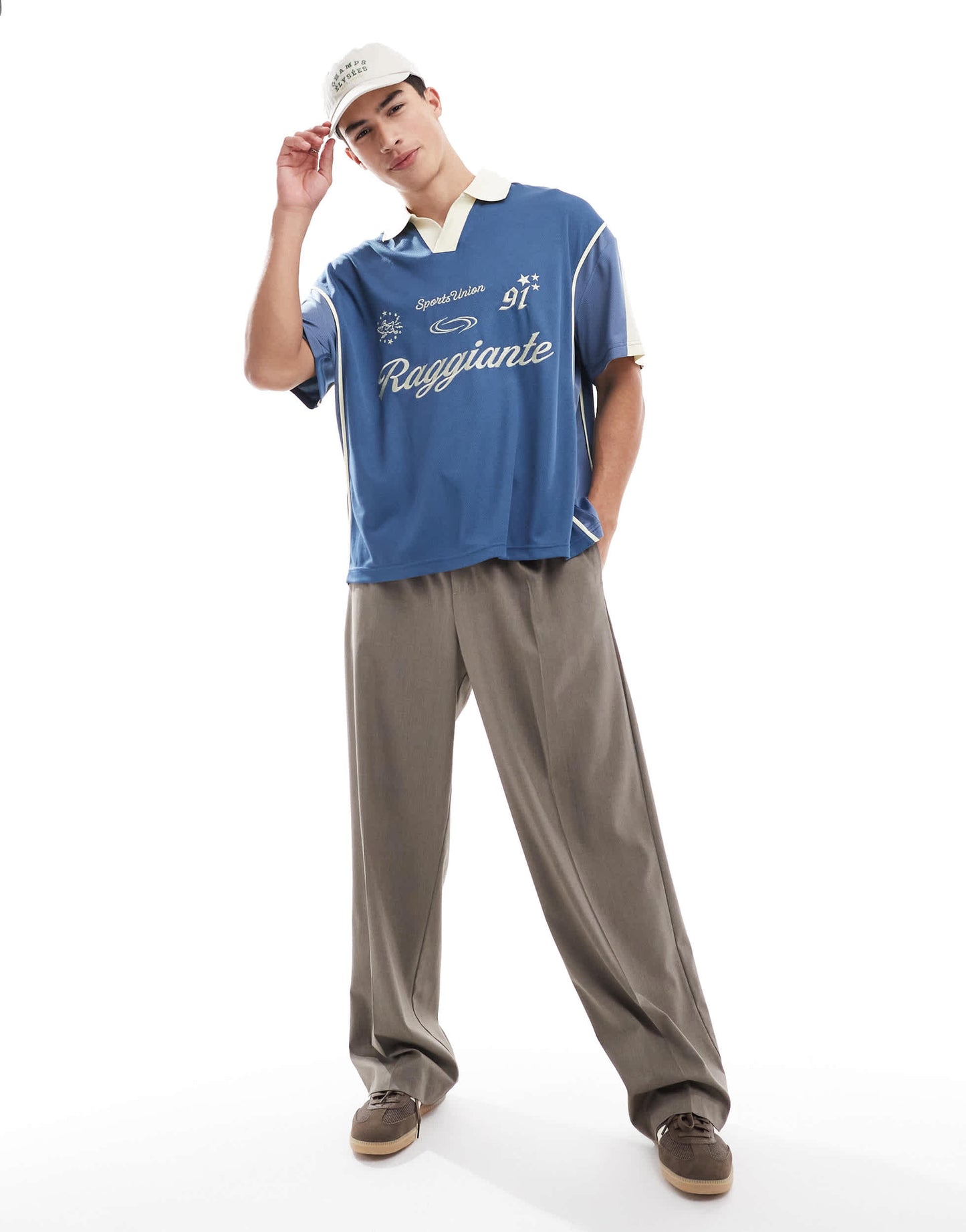 Pull&Bear retro regatta sport polo in blue