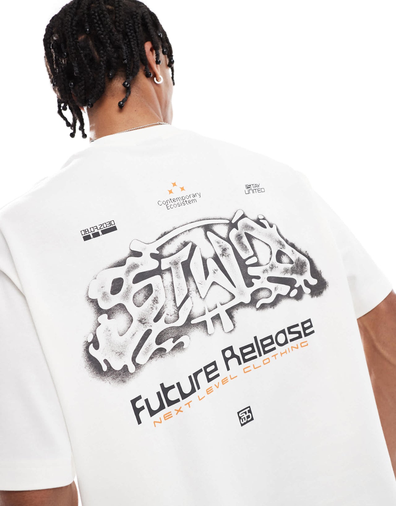 Pull&Bear 'Future Release' back graphic in white