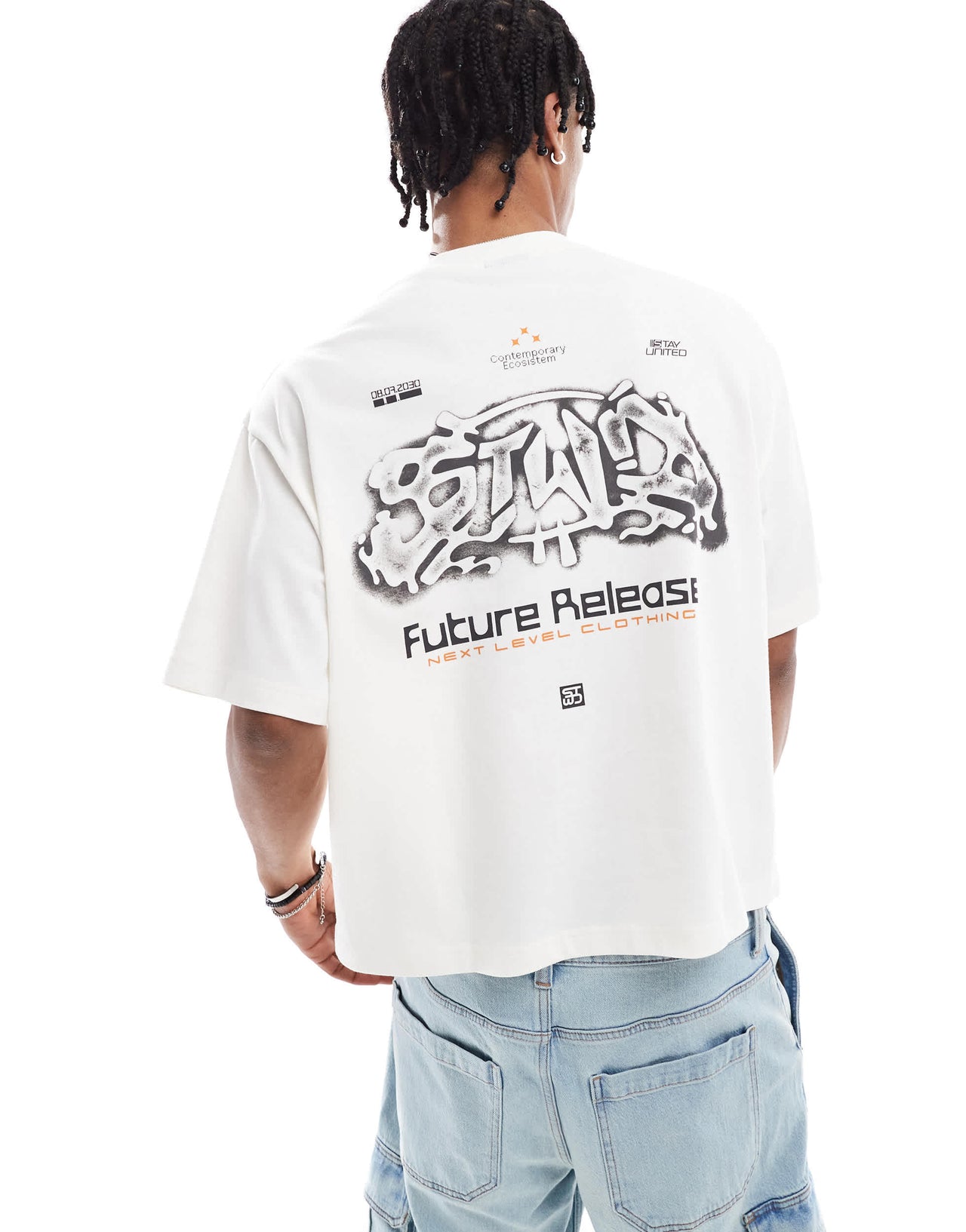 Pull&Bear 'Future Release' back graphic in white